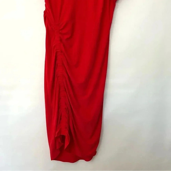 Chelsea28 Midi Ruched Flutter Short Sleeve Dress Size Large Color Red - Picture 6 of 9